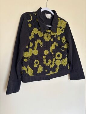 Vintage Great Cavalier Jacket Sz S Floral 3D Rose Floral Boho Embroidered Goth